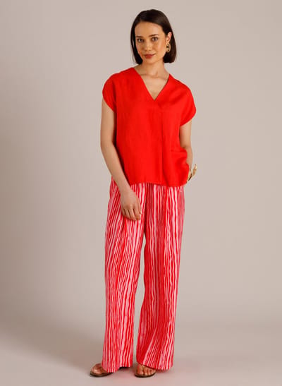 YEST Meline Bottoms - Hot Red/Multi - maat 46