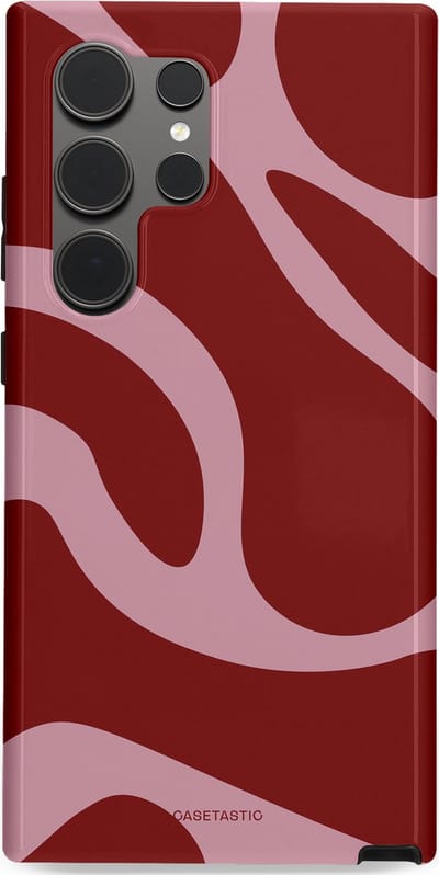 Casetastic hoesje geschikt voor Samsung Galaxy S24 Ultra - Dubbellaagse bescherming - Roze Rode Framboos Blobs - Fashion Case - Bordeaux Lila