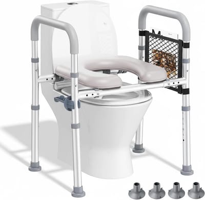 Toiletverhoger - Verhoogde toiletzitting - Veiliger toiletgebruik - Verstelbare hoogte breedte - Tot 150 kg - Grijs