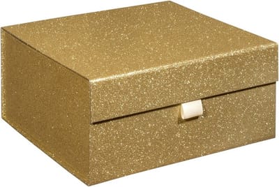 Luxe opbergdoos GOUD GLITTER, bewaardoos, opbergbox, formaat 25x25x12cm (1 stuk)