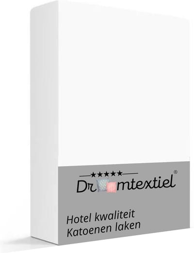 Droomtextiel Hotelkwaliteit Lakens Katoen Wit - Eenpersoons 160x290 cm - 20A Hoogwaardige Katoen
