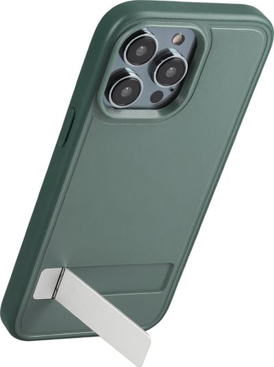 kwmobile telefoonhoesje geschikt voor Apple iPhone 14 Pro Max - Hard case met TPU bumper - Met standaard - In donkergroen