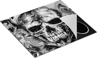 Chefcare Inductie Beschermer Gekleurde Schedel - Doodskop - Doodshoofd - Zwart Wit - 60x50 cm - Afdekplaat Inductie - Kookplaat Beschermer - Inductie Mat