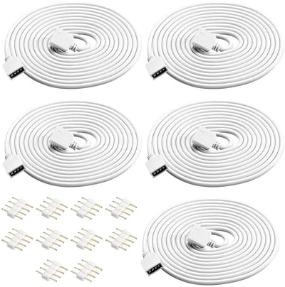 LED Strip Extension 5 Stuks 2 m 4 Pin Kabel met 10 Stuks 10 mm Male naar Male Connectoren voor 3528 5050 2835 LED Strips DIY Accessoires en Verlichting