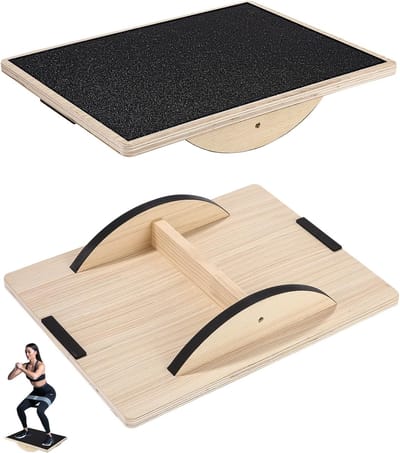 Houten Balansbord Voor Core-Krachttraining Houdingscorrectie En Spierontspanning - Antislip 30x40cm Stabiele Basis - Ideaal Voor Thuis En Op Kantoor - Zwart & Hout