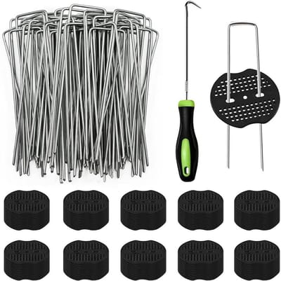 Onkruiddoek Haken - Grondankers - Tuin Vastzetten - U-vorm Stevig - 100 Stuks - Zilver
