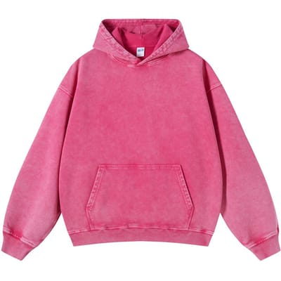 Zwaar Hoge Kwaliteit Straatkleding Gewassen Hoodie Vintage Donker Los Oversized Unisex Hoodie L pink