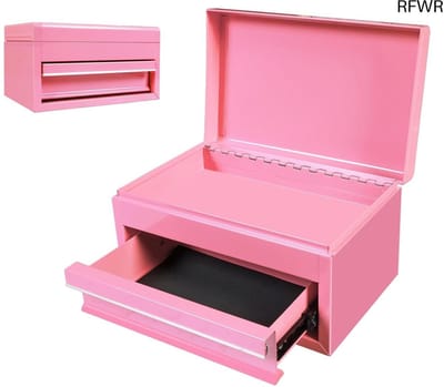 RFWR® 10" Mini Draagbare Stalen Gereedschapskist met lade voor Garage en Thuis - Roze