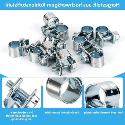 Mini slangklemmen 8-10 mm - Verstelbare klemmen voor brandstofinjectie, verzinkte buisklemmen voor auto, diesel en benzineleidingen