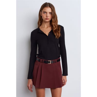 Slim Fit V-hals Knopen Blouse