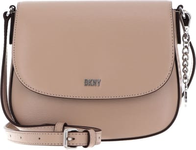 DKNY Leren Schoudertas Bryant Saddle Bag Toffee / Silver Beige
