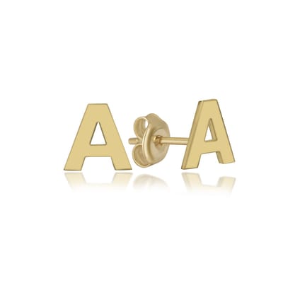 Letter A Gold Plated Initial Oorknoppen Zilveren (zilvergehalte 925 Sterling) (goudkleurig)