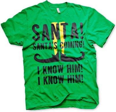 Elf Heren Tshirt -S- Santa's Coming Groen