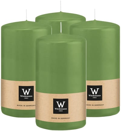 Wiedemann Cilinderkaars/stompkaars - 4x - lichtgroen - 13 x 7 cm - 52 branduren - zuilkaarsen