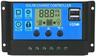 Zonnecontroller - 10A Solar Laadregelaar - Intelligente Regelaar voor Zonnepanelen - Met LCD-display - Ondersteunt automatische parameteraanpassing - Timerinstelling en meerdere belastingsregelingsmodi - 132*70*35mm