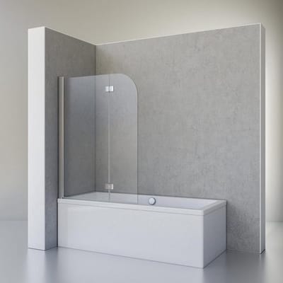 Schulte badwand 2 delig - 100x140cm - vouwbaar - scharnieren hoekig - transparant veiligheidsglas - chroom