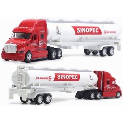 1:Modèle de Véhicule Diecast Échelle 48 Jouet Tracteur Semi-remorque Camion-citerne à Carburant Tiret Arrière Réplique Miniature Avec Son & Lumière