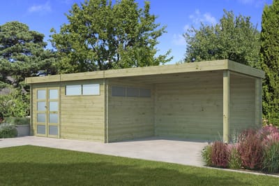 Woodlands Blokhut Modern met Overkapping Geïmpregneerd 815 x 295 cm