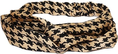 Haarsoires Haarband Twist 5cm – Ruitprint – Gladde Stof – Zwart Beige - Zachte Knoop Hoofdband - Haaraccessoire voor Dames & Meisjes
