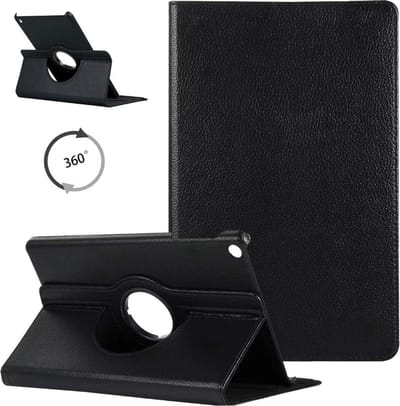 LuxeBass Hoesje geschikt voor Samsung Galaxy Tab A 10.1 inch 2019 SM T510 T515 Draaibaar Hoesje - zwart