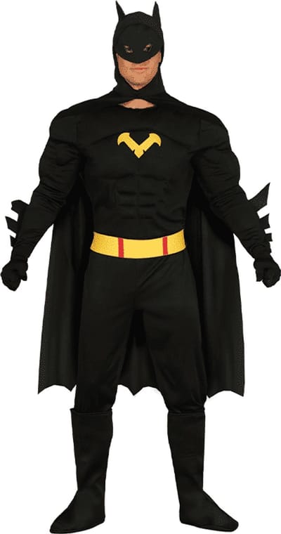 Fiestas Guirca - Adult Black Hero - maat L (52-54) - Carnavalskleding - Carnaval - carnavalskleding 2027 - Carnaval kostuum
