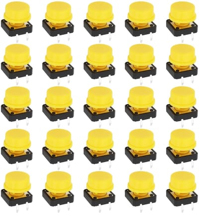Dailygoody - Micro Drukknop Schakelaars - 4Pin Zelfreset - Compact Ontwerp - Geel - 25 Stuks - Geschikt voor Boten Campers Auto's Elektronica