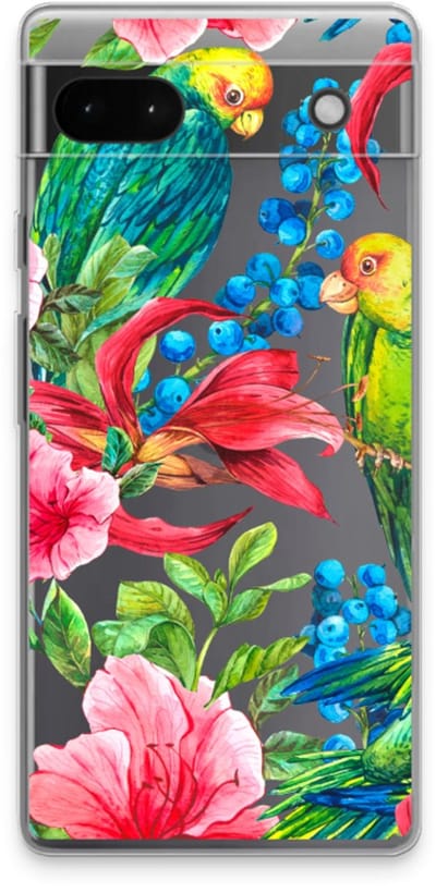Case Company® - Hoesje geschikt voor Google Pixel 6a hoesje - Papegaaien - Soft Cover Telefoonhoesje - Bescherming aan alle Kanten en Schermrand