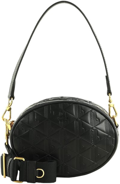 LACOSTE Leren Schoudertas Maheki Oval Shoulder Bag Noir Zwart