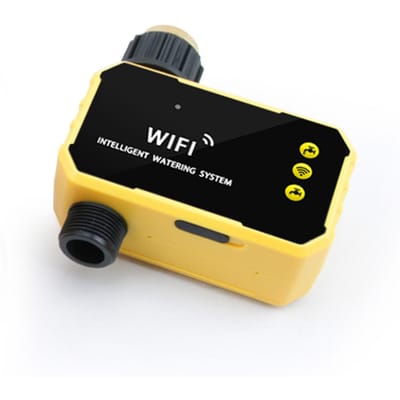 Slimme Plantenwatergevers met Regenvoeler Digitaal Scherm Verstelbaar Paneel WiFi Plant geel/zwart
