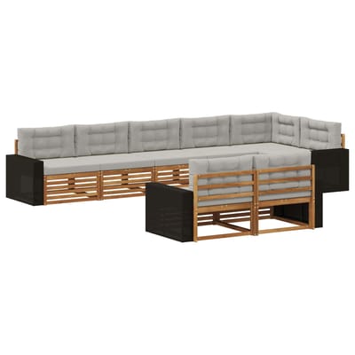 vidaXL - Buiten - bank - set - 8 - st - Naturel - en - lichtgrijs