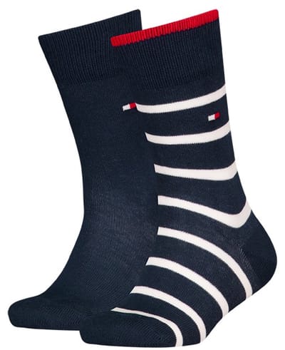 Tommy Hilfiger kids 2P sokken breton stripe blauw & wit