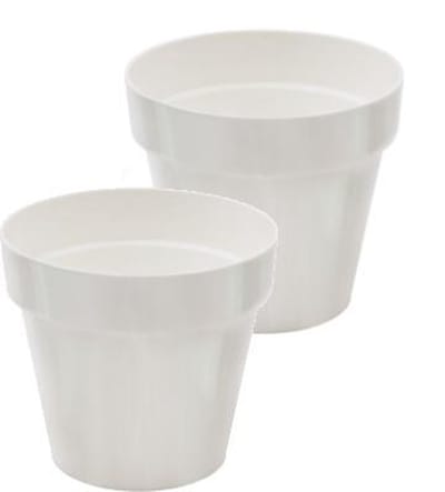 Bloempot Rond Cube Shine 25cm WIT Prosperplast / 2 STUKS ! /