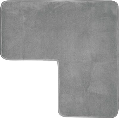 L-vormig badkamertapijt van chenille, comfortabele douchemat met hoekuitsparing, antislip en snel drogend, 80 x 80 cm (grijs)