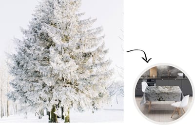 Tafelkleed - Tafellaken - 180x180 cm - Winter - Boom - Sneeuw - Den - Wit - Binnen en Buiten