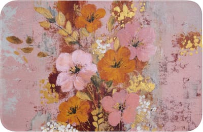 Badmat 60x40 cm - Antislip - Schilderij - Bloemen - Rustiek - Roze - Badmatten voor badkamer - Badkamermat - Douchemat - Badkamer mat