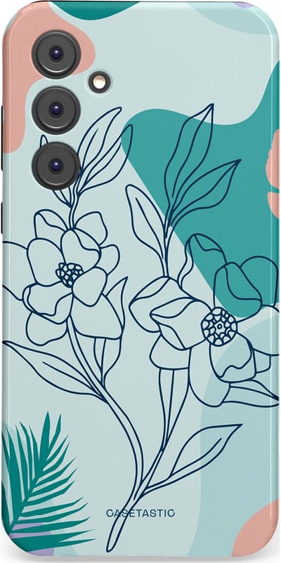 Casetastic Hoesje Geschikt voor Samsung A35 - Stijlvolle Beschermende Duo-layer Case - Zeegroen Bloemenfestijn