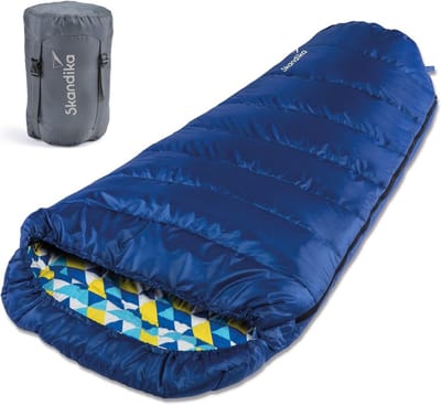 XXL Slaapzak - Mummy model - Kamperen en outdoor - Koppelbaar en warm - 220 x 110 cm - Donkerblauw
