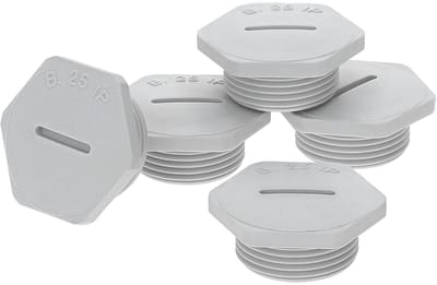 5 stuks Kalitec G4616009 PG16 afdichtpluggen, kunststof, zeskantig, lichtgrijs