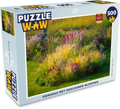 Puzzel Siergras met gekleurde bloemen - Legpuzzel - Puzzel 500 stukjes