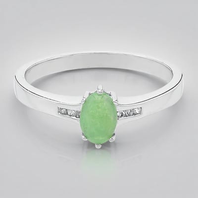 Cavill - Elegante Ringen 925 Sterling Zilver - Keizerlijk Chrysopraas 0,28 ct & Witte Topaas 0,031 ct - Australische Edelsteen - Maat 17