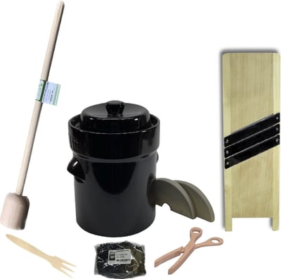 Starterset zuurkool maken 5 liter (bruin modern) - Startpakket zuurkool 5 liter - zuurkoolpot 5 liter - voorraadpot zuurkool