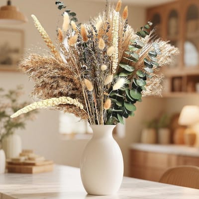 Famanu – Pampasgras decoratie mix met eucalyptus en lavendel, natuurlijke droogbloemen voor woonkamer en bruiloften
