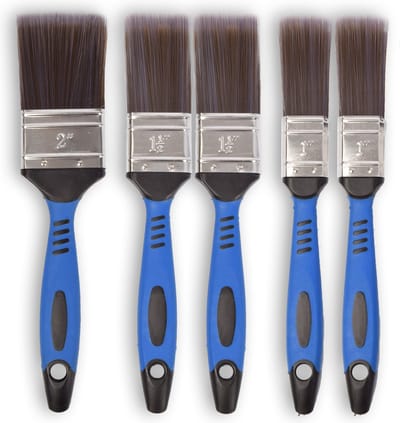Complete Kwastenset voor Muurverf - 5-delige Set - Platte Kwasten - Synthetisch Haar - Silicone Handvat - Geschikt voor Klussen en DIY
