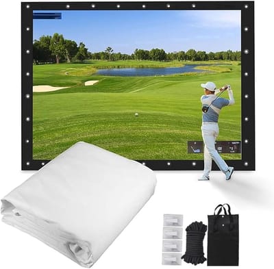 Projectiescherm - Impactscherm Golf - Binnen Golftraining - Duurzaam Canvas Materiaal - 223x168cm - Wit