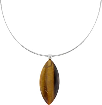 Behave® ketting zilverkleur met tijgeroog hanger 41 cm (+ 8 cm verlengketting)