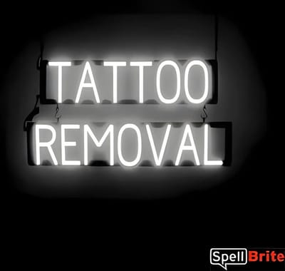 TATTOO REMOVAL - Lichtreclame Neon LED bord verlicht | SpellBrite | 74 x 38 cm | 6 Dimstanden - 8 Lichtanimaties | Reclamebord neon verlichting