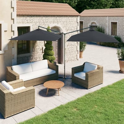 vidaXL - Parasol - dubbel - met - stalen - paal - 600x300 - cm - antracietkleurig