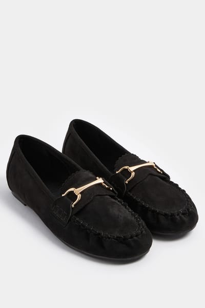 Yours Zwarte Loafers Van Imitatiesuède In Brede Epasvormsize 37EEE