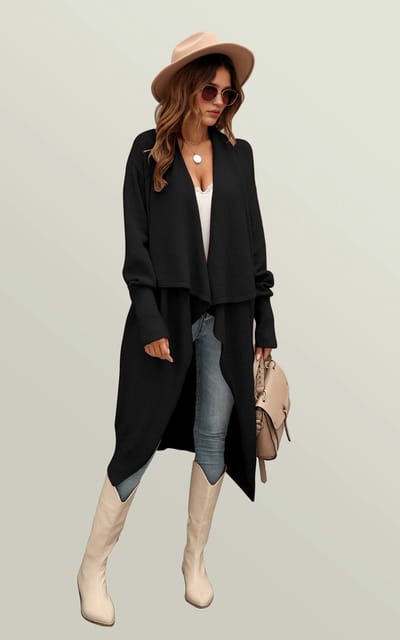Zwarte dikke plooi oversized cardigan