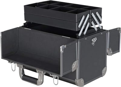 SAVI® Cosmetica Koffer - Make-up Koffer met Verstelbare Vakken – Visagie Koffer – Zwart - ‎37cm x 35cm x 22cm